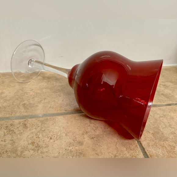 Red Glass Hurricane Candle Holder The Second - Picture 7 of 10